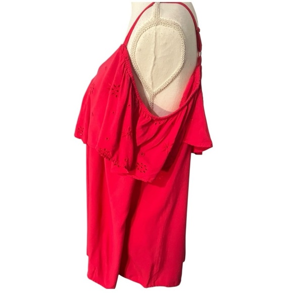 Hot Pink Off-the-Shoulder Ruffle Top with adjustable straps size 1 (14-16) EUC - Picture 6 of 10